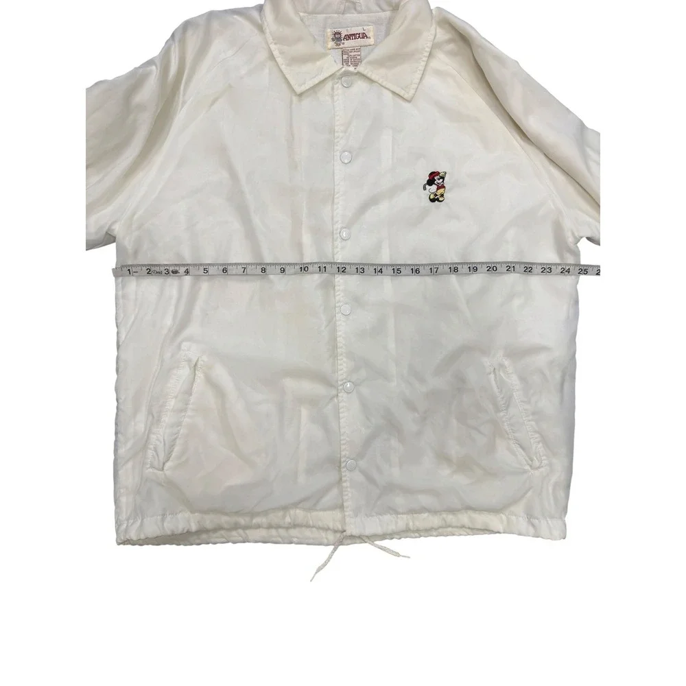 Antigua Coach Jacket Mens Large White Good Mickey Mouse Golf Windbreaker MWB 600